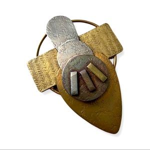 Modernist Marjorie Baer SF Brass Copper Silver Plate Brooch Collectible …